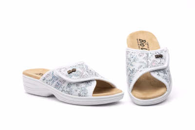 Sandalias Mujer Licra Ida Blanco Velcro BioUp