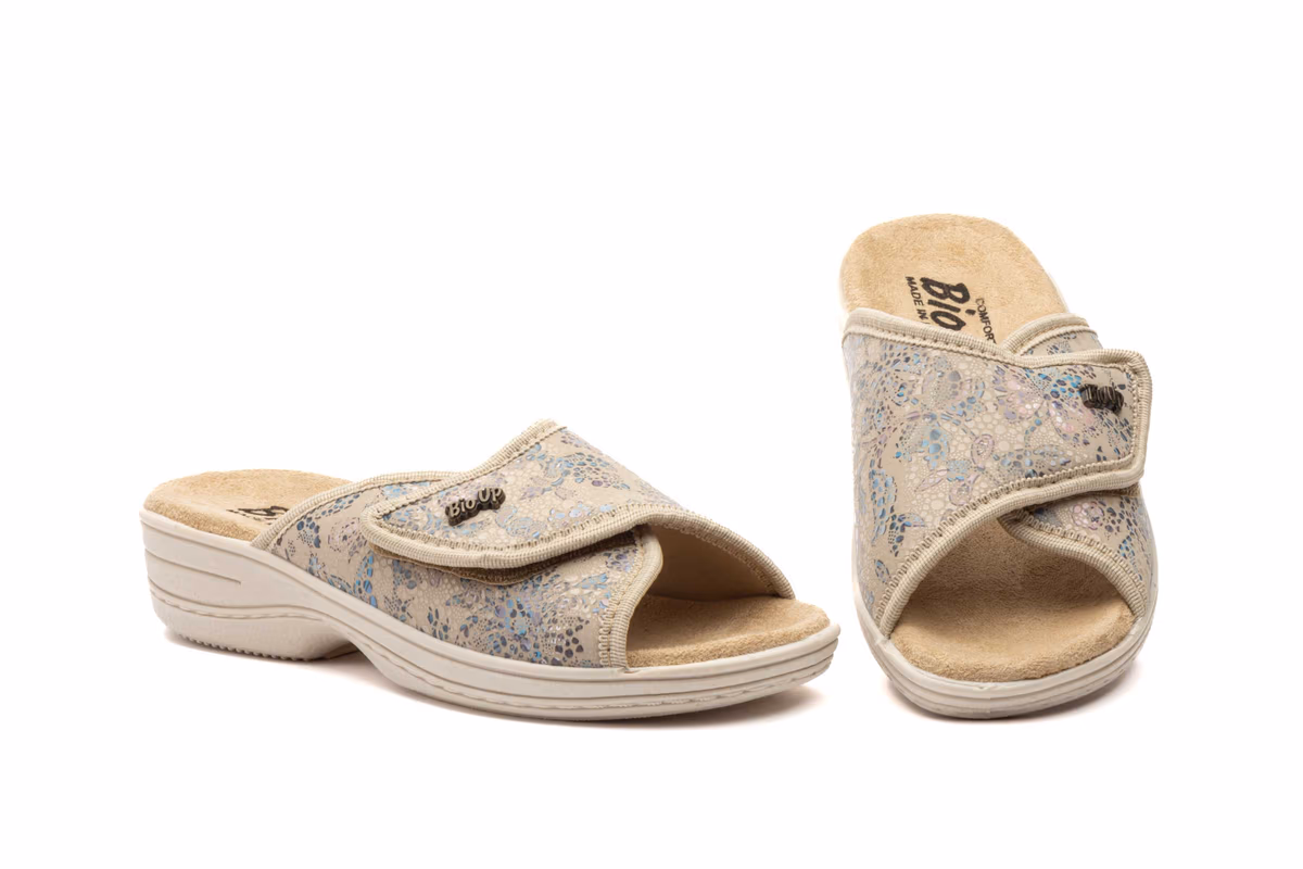 Sandalias Mujer Licra Ida Beige Velcro BioUp