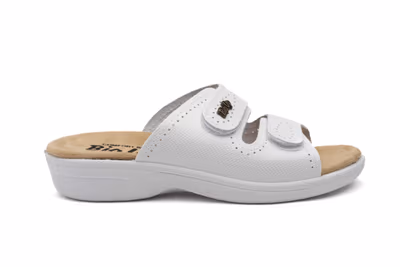 Zuecos Mujer Piel Blanco Velcro BioUp - 3
