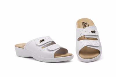 Zuecos Mujer Piel Blanco Velcro BioUp