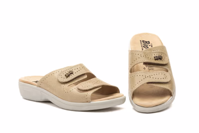 Zuecos Mujer Piel Beige Velcro BioUp