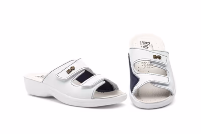 Zuecos Mujer Piel Blanco Velcro BioUp