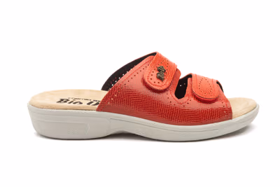 Zuecos Mujer Piel Rojo Velcro BioUp - 3