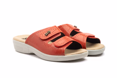 Zuecos Mujer Piel Rojo Velcro BioUp - 5