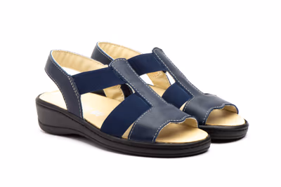 Zueco Anatómico Mujer Piel Azul Metalizado Plantilla Extraíble - 5