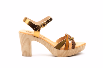 Sandlias Mujer Piel Platino Multi Gel Tacón - 3