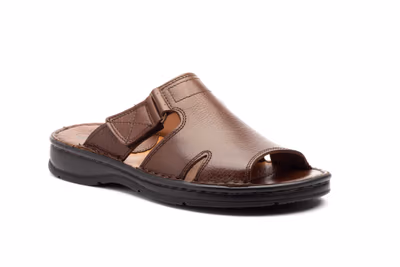 Sandalias Hombre Piel Marrón Velcro - 2