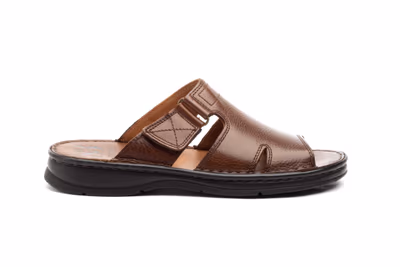 Sandalias Hombre Piel Marrón Velcro - 3