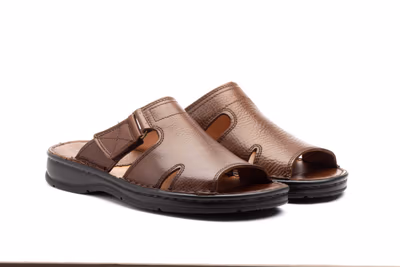 Sandalias Hombre Piel Marrón Velcro - 5