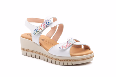 Sandalias Mujer Piel Blanco Cuña Yute - 2