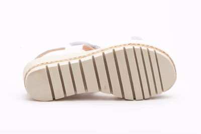 Sandalias Mujer Piel Blanco Cuña Yute - 4