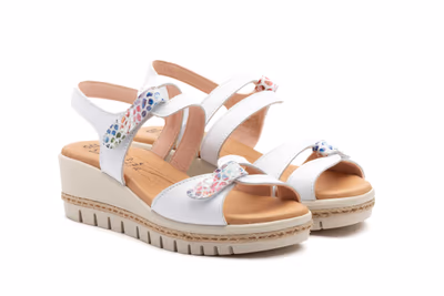 Sandalias Mujer Piel Blanco Cuña Yute - 5