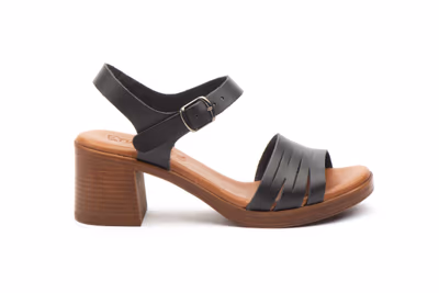 Sandalias Mujer Piel Negro Tacón Encantto - 3