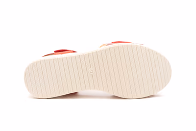 Sandalias Mujer Piel Rojo Velcro - 4