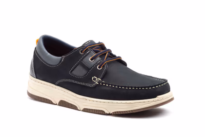 Náuticos Hombre Piel Nobuck Marino Cordones - 2