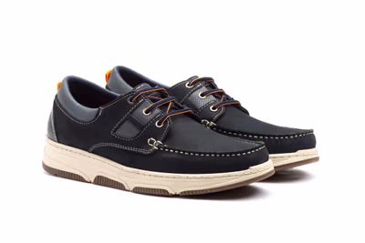 Náuticos Hombre Piel Nobuck Marino Cordones - 5
