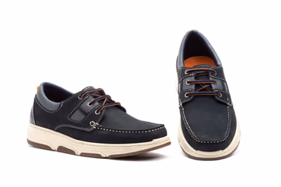 Náuticos Hombre Piel Nobuck Marino Cordones
