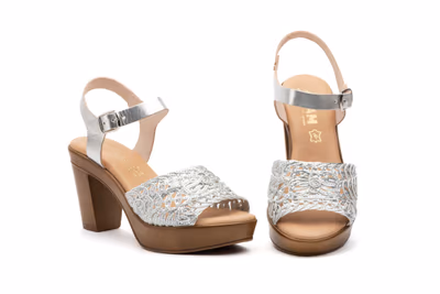Sandalias Mujer Piel Plata