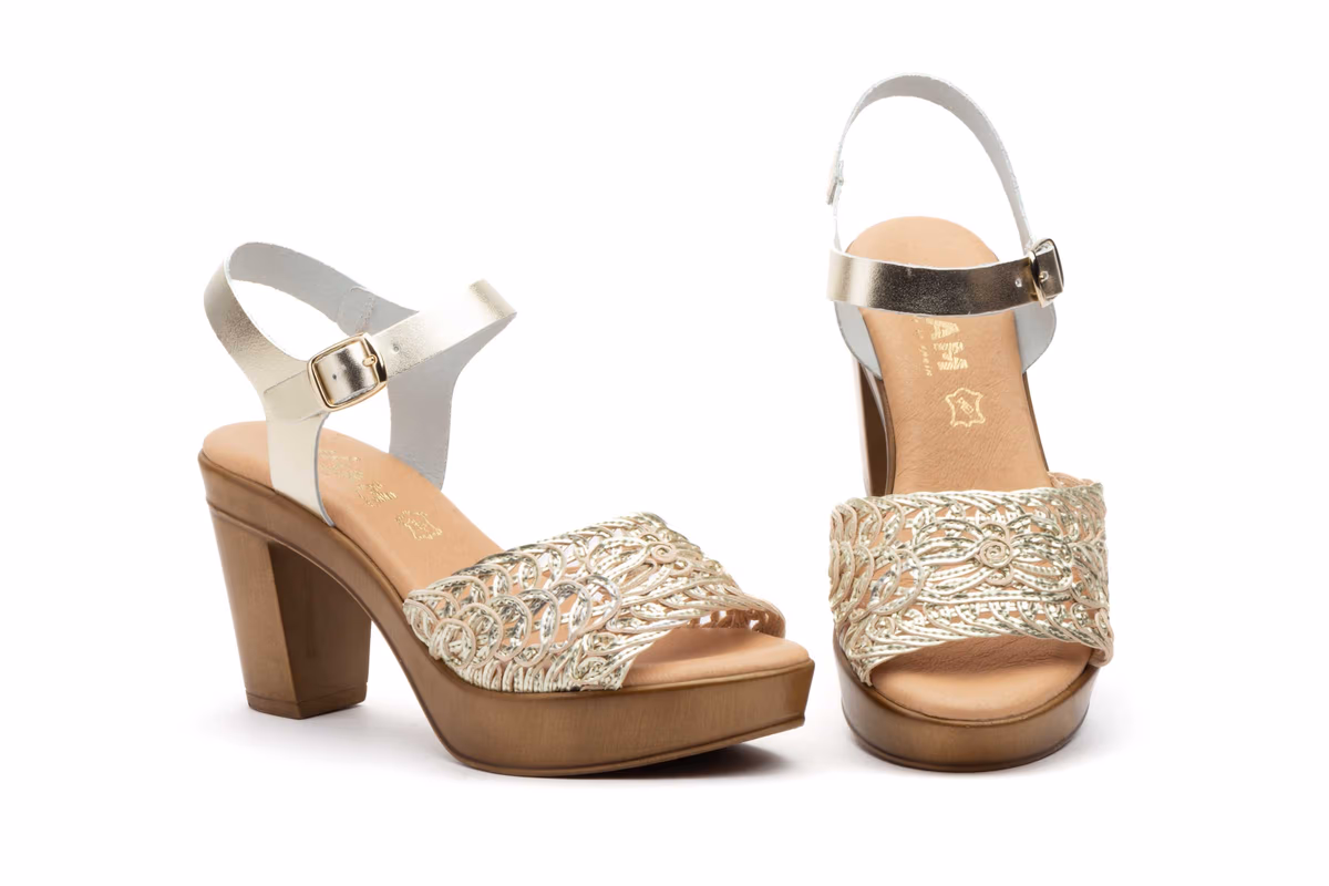 Sandalias Mujer Piel Platino
