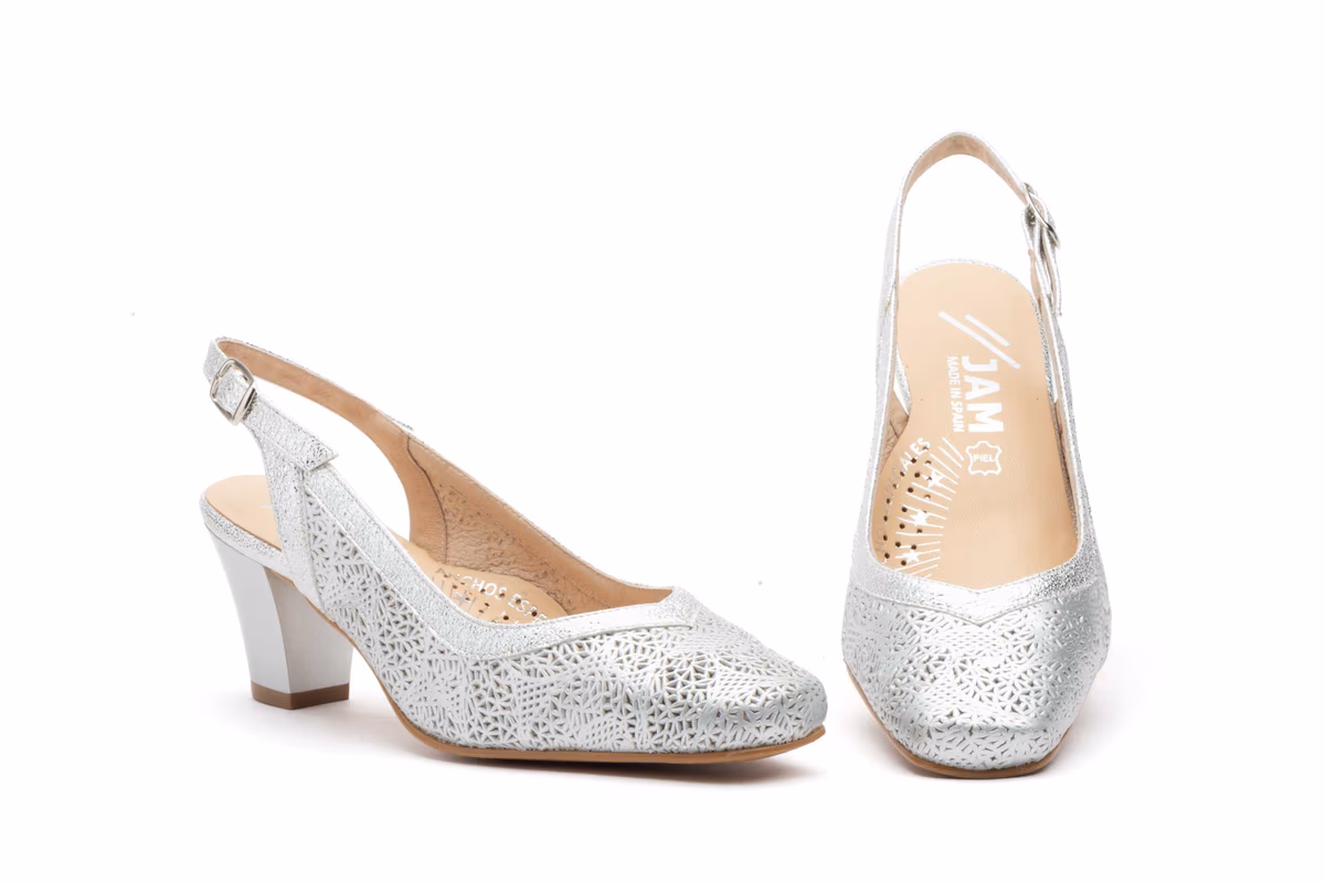 Zapatos Mujer Piel Plata