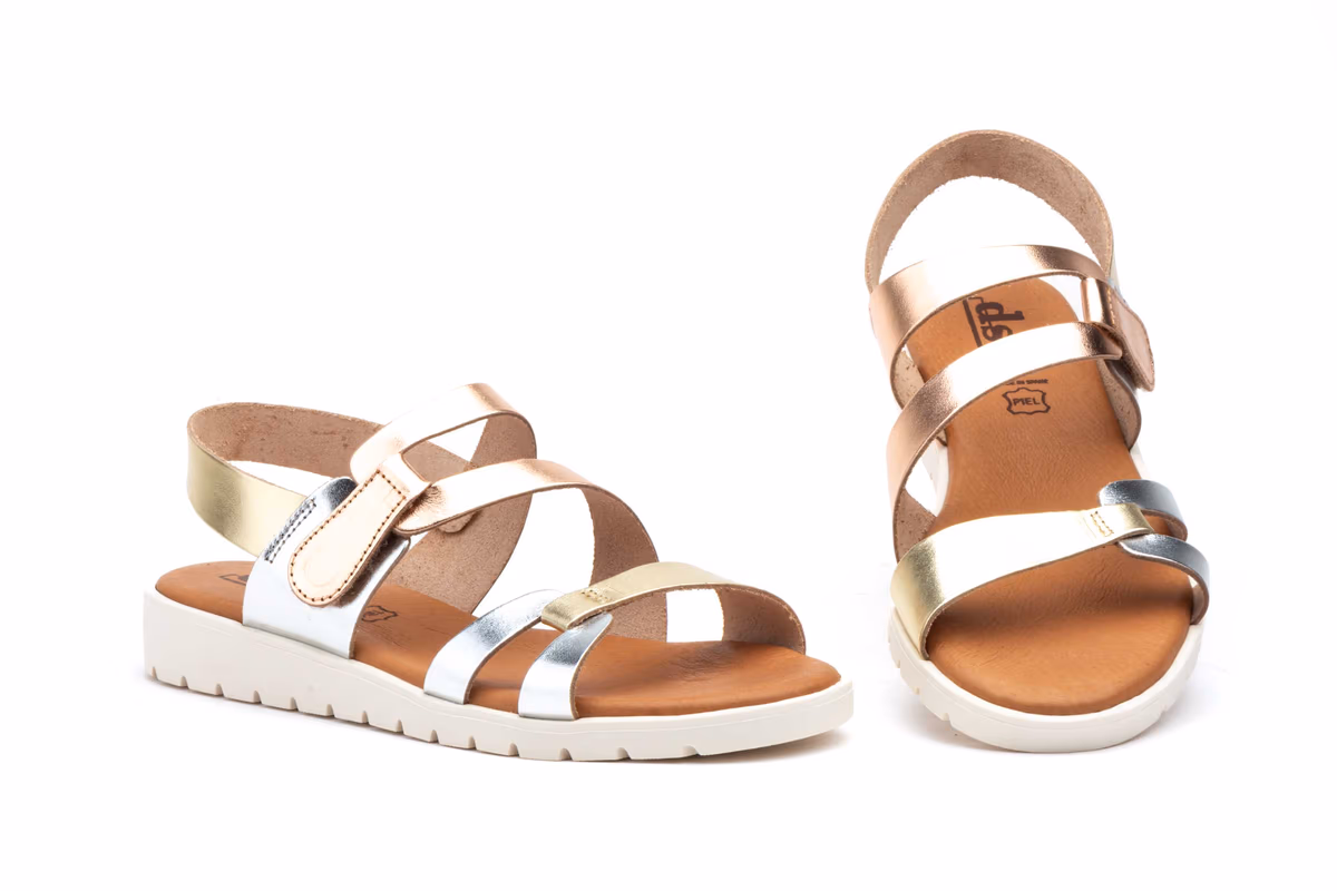 Sandalias Mujer Piel Metales