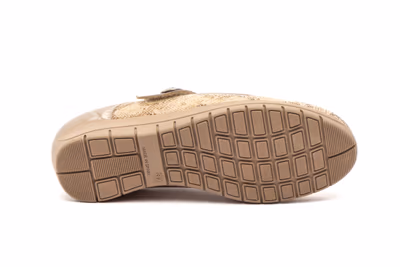 Zapatos Mujer Piel Metalizado Ocre Licra Cuña - 4