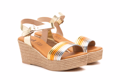 Sandalias Mujer Piel Platino Metales - 5