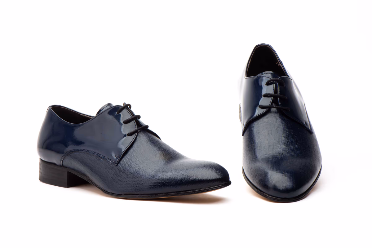 Zapatos Hombre Marino Cordones Suela de Cuero