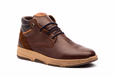 Botín Hombre Piel Marrón Cordones Route 83 - 2