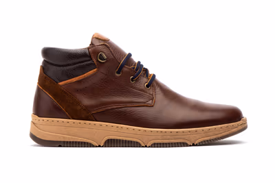 Botín Hombre Piel Marrón Cordones Route 83 - 3