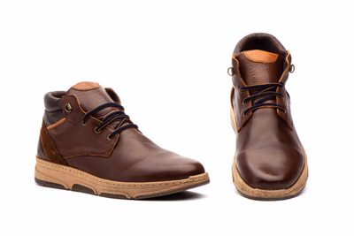 Botín Hombre Piel Marrón Cordones Route 83