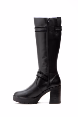 Botas Mujer Piel Negro Hebillas Tacón Alto - 3