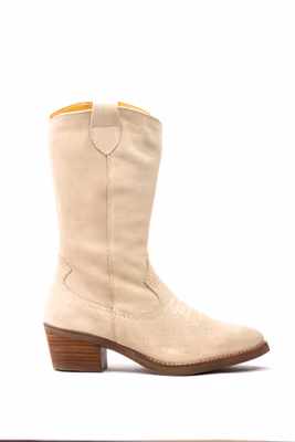Botas Mujer Piel Serraje Beige - 2