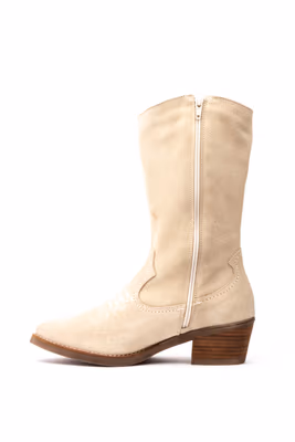 Botas Mujer Piel Serraje Beige - 3