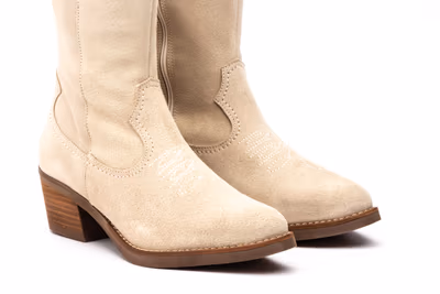 Botas Mujer Piel Serraje Beige - 6