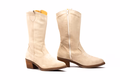 Botas Mujer Piel Serraje Beige