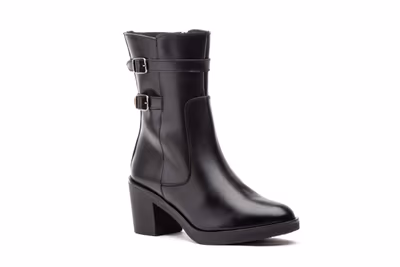 Botas Mujer Piel Negro Hebillas - 2