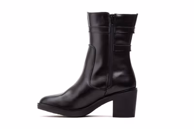 Botas Mujer Piel Negro Hebillas - 4