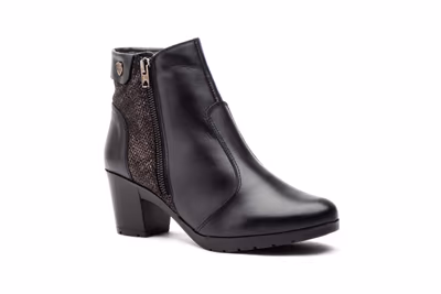Botín Mujer Piel Negro Cremallera - 2