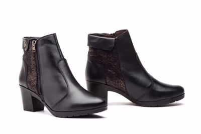 Botín Mujer Piel Negro Cremallera