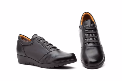 Zapatos Mujer Piel Negro Elásticos