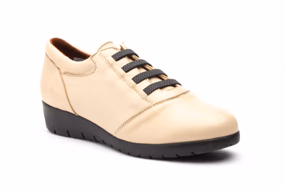 Zapatos Mujer Piel Beige Elásticos - 2