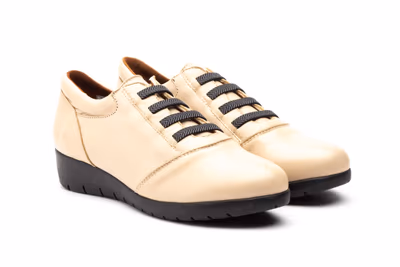 Zapatos Mujer Piel Beige Elásticos - 5