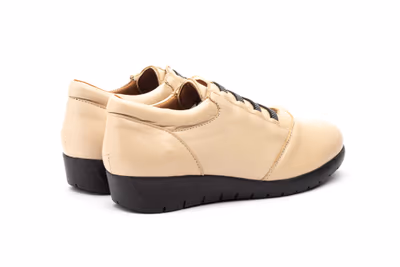 Zapatos Mujer Piel Beige Elásticos - 6