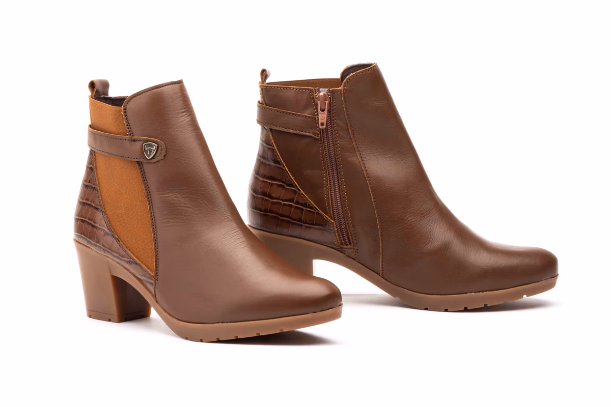 Botín Mujer Piel Cuero Elásticos