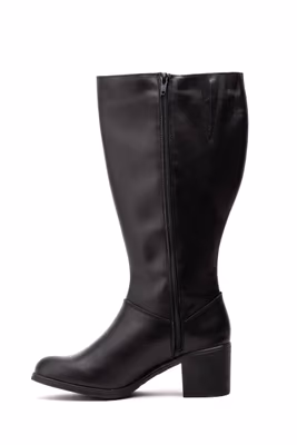 Botas Mujer Piel Negro Elásticos Caña Ancha - 3