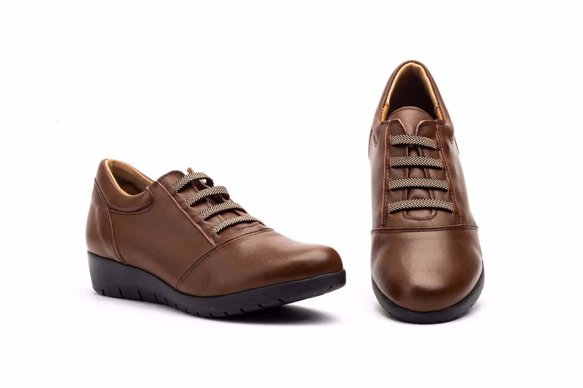Zapatos Mujer Piel Marrón Eásticos