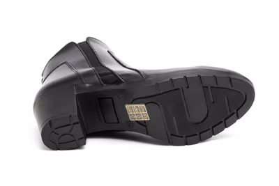 Botín Mujer Piel Negro Elástico Cremallera Tacón - 4