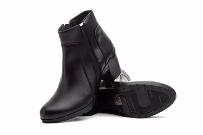 Botín Mujer Piel Negro Elástico Cremallera Tacón - 7