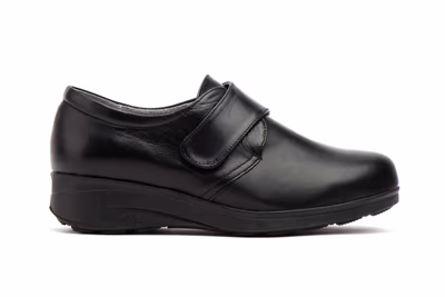 Zapatos Mujer Piel Negro Cierre Velcro Plantilla Extraible Cuña - 3